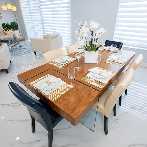 Miniatura 5 de Manteles individuales de papel dorado para mesa de comedor, manteles individuales geométricos cuadrados desechables para fiestas, 30 hojas por bloc,