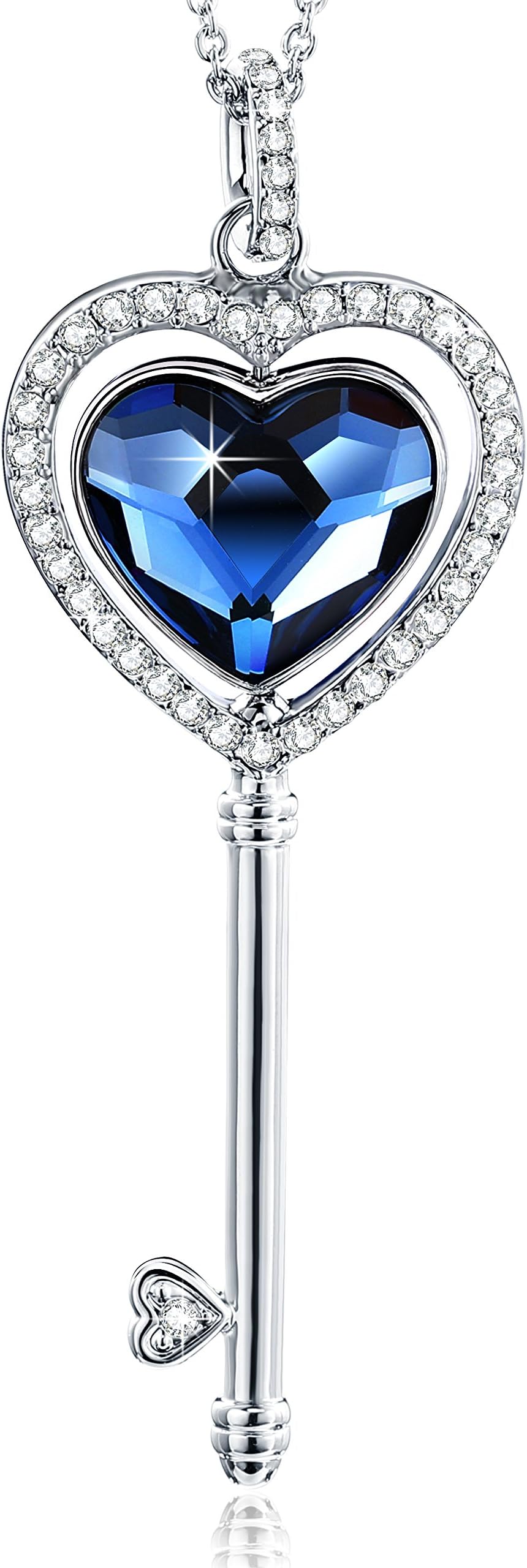 Special Outlook Key Necklace - Love Heart Crystal Pendant for Women and Girls