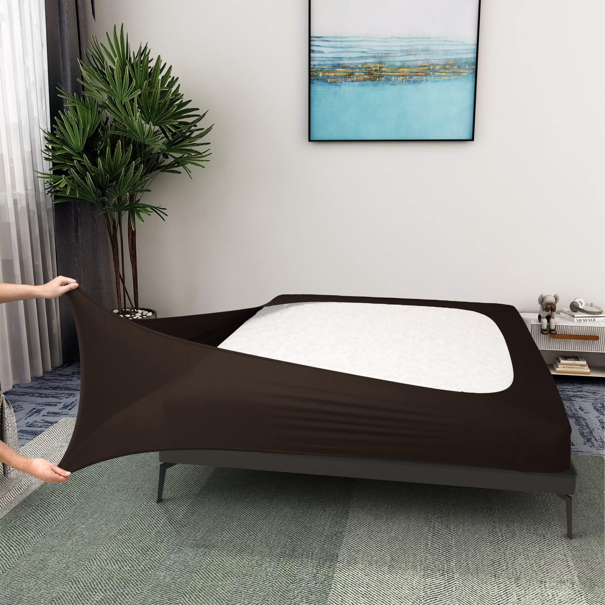 Mrs Awesome Stretch Jersey Box Spring Cover Wrap Around Bedrok Alternatief, Ultra Zacht & Kreukbestendig, Queen/Queen XL, Wit Mrs Awesome Stretch Jersey Box Spring Cover Wrap Around Bedrok Alternatief, Ultra Zacht & Kreukbestendig, Queen/Queen XL, Wit