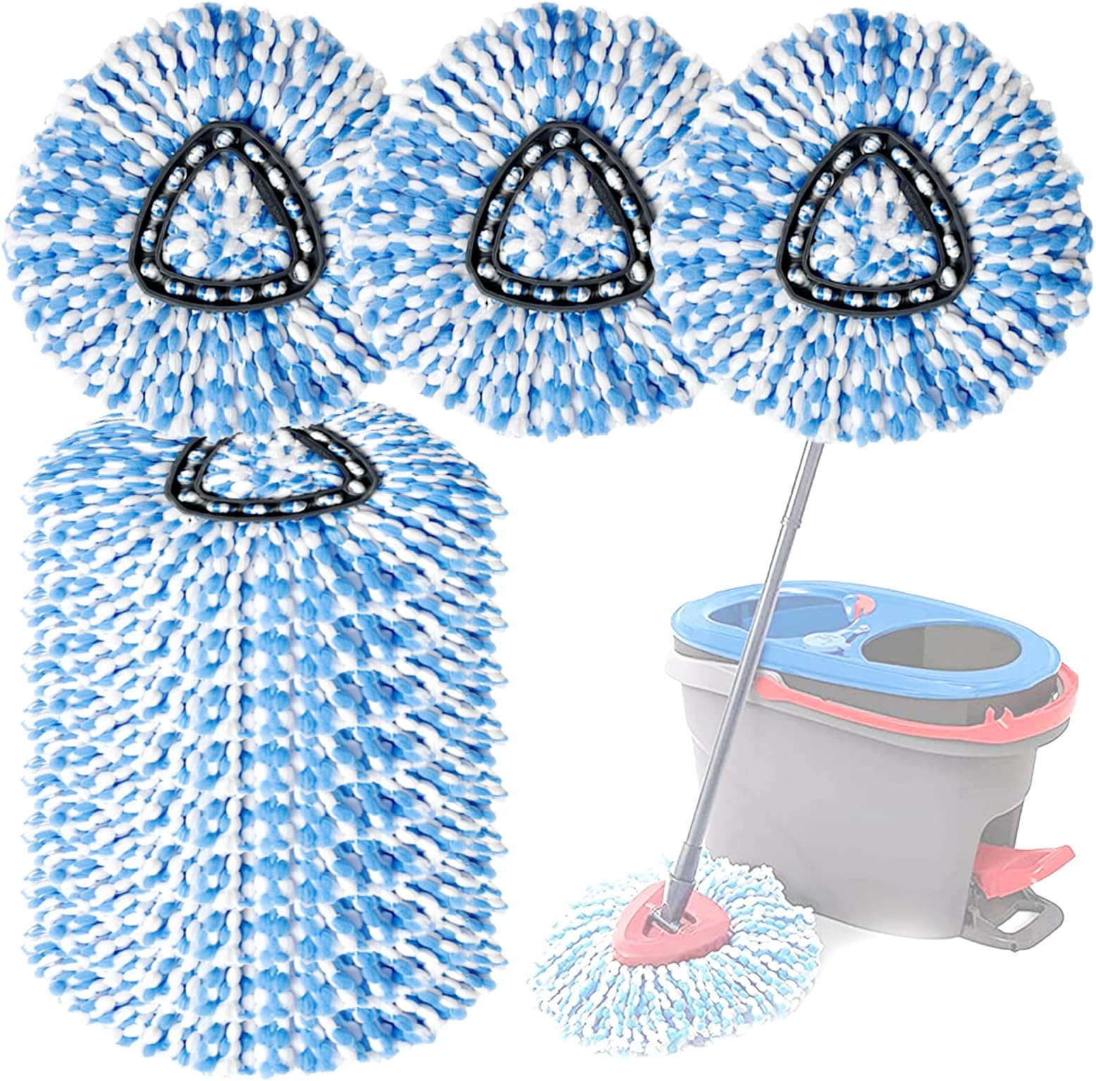 Vervangende Kop Voor Spinmop, Compatibel Met Het O Cedar Rinseclean 2 Tanksysteem 4 Dweilkoppen 1 Dweilsteel 1 Dweilbasis Microvezel 100 D~p132768905