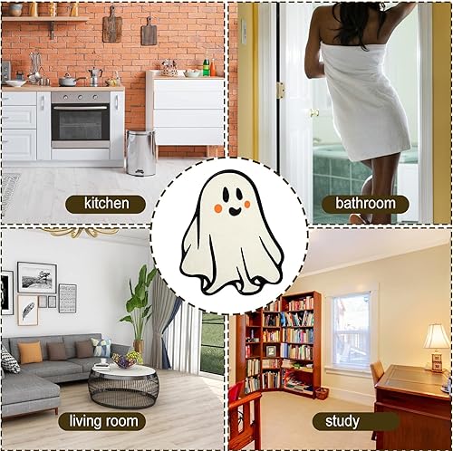 Miniatura 7 de Tapete de baño de fantasma de Halloween, tapete antideslizante de fantasma, tapete suave y absorbente, tapete de otoño para otoño, Acción de