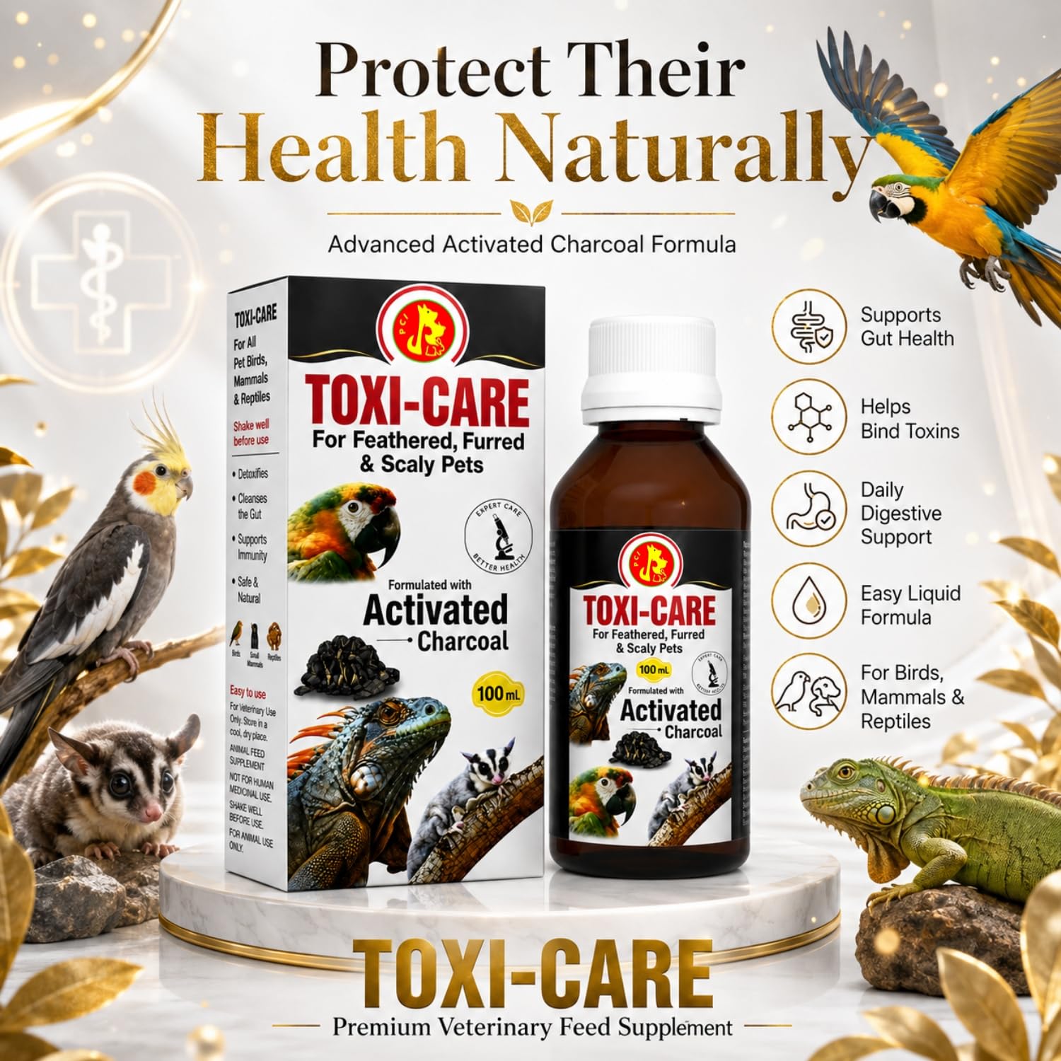 Pet Care International (PCI) Toxi Care || Provide Essential Detoxification || for Healthy Iguana, Gecko and Other Scaly Pets Healthcare (100ml) 2