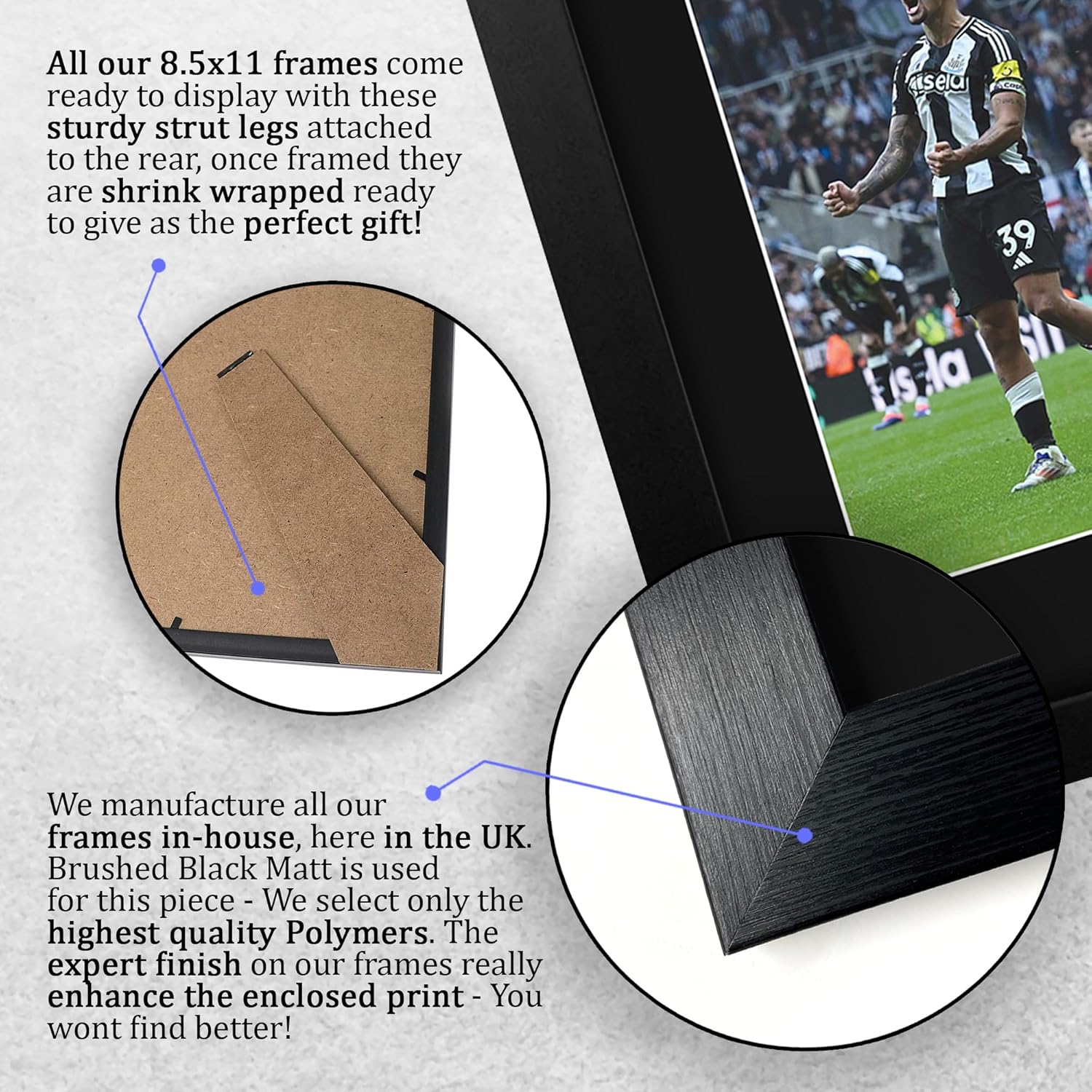 HWC Trading Bruno Guimaraes Magpies Framed Gifts Printed Signed Autograph Picture for Football Fans and Supporters - US Letter Size