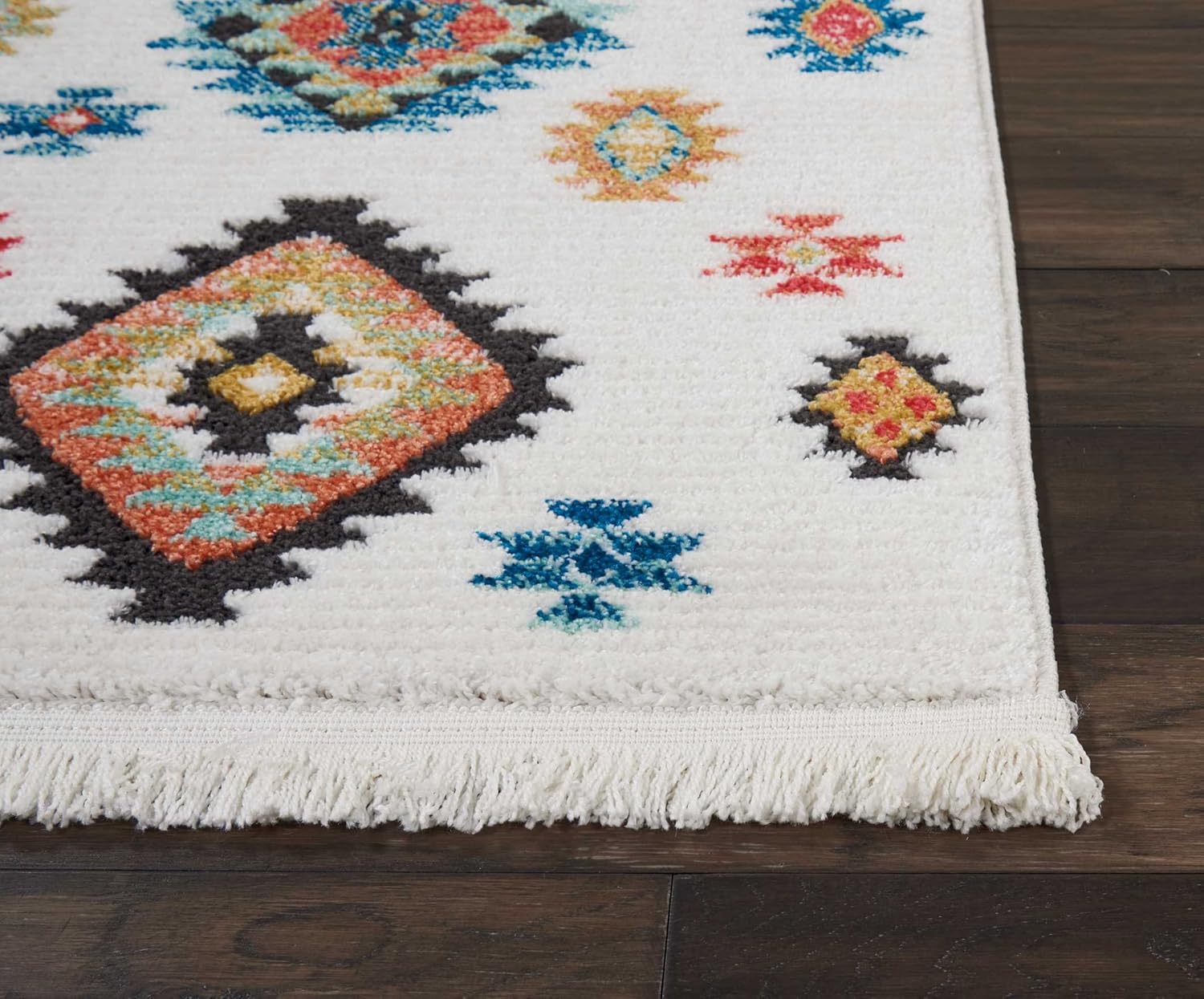 Nourison Home Tribal Decor White 2'2" x 7'9" Area Rug - Easy Clean, Non Shedding, Bed Room, Living Room, Dining Room, Kitchen (8' Runner)