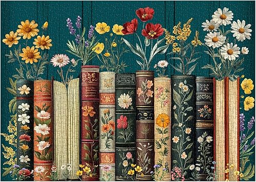 Miniatura 2 de Rompecabezas vintage de 1000 piezas con diseño de flores silvestres para adultos, rompecabezas de páginas de libros florales de plantas,