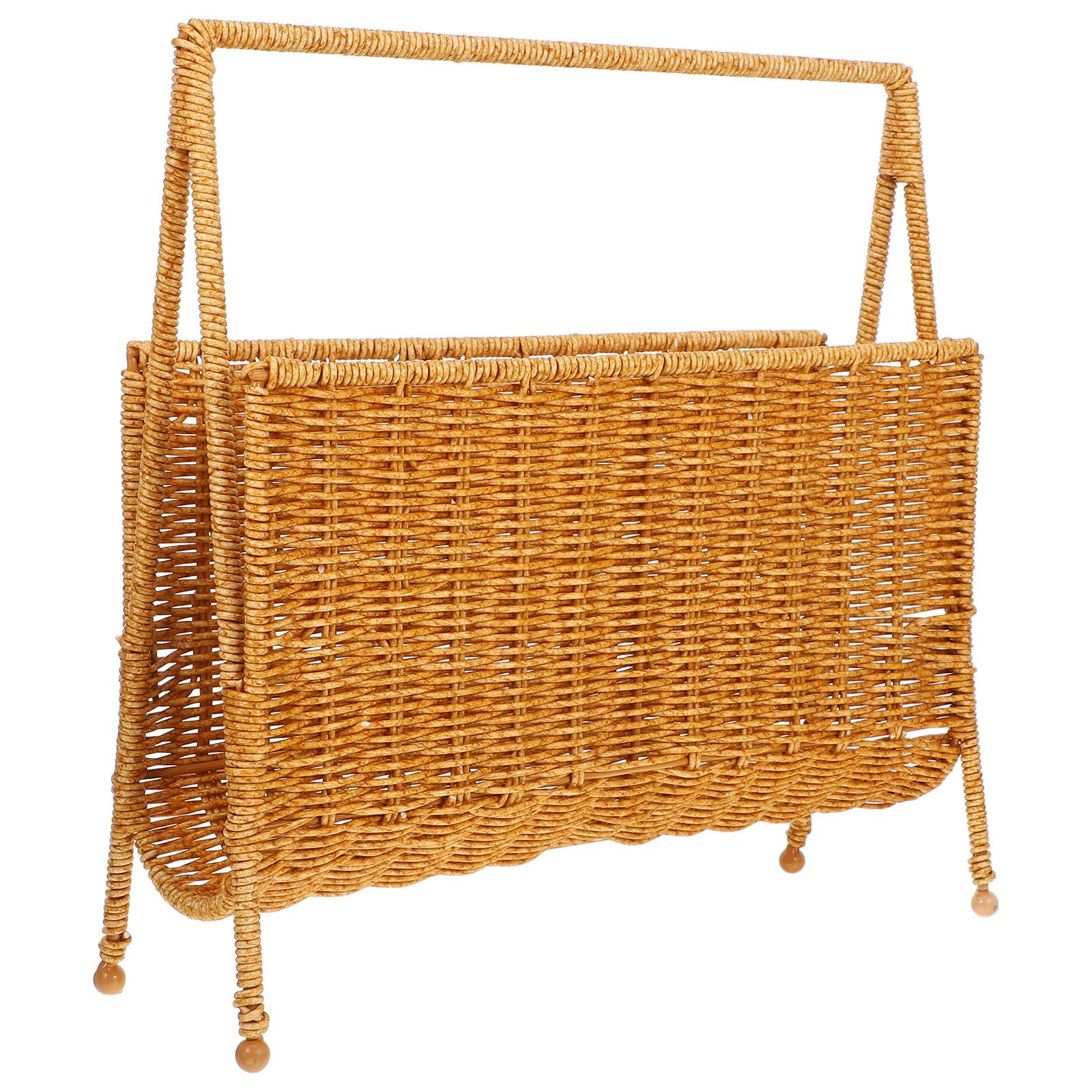Revistero Trenzado de Plástico Pe, Gran Capacidad, Ligero, Decorativo