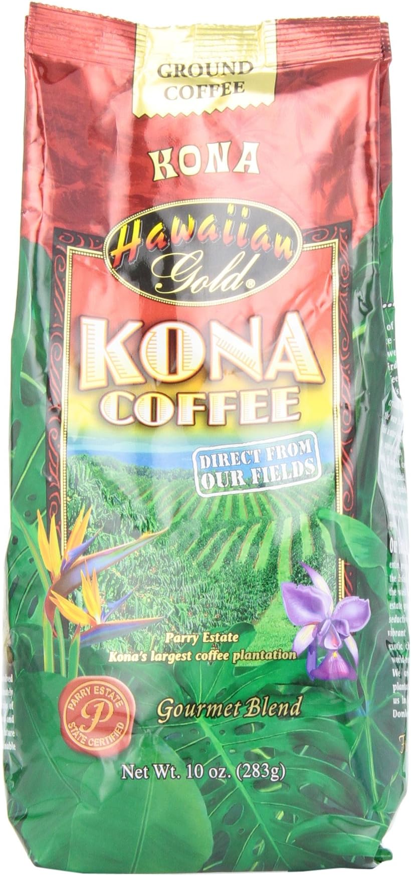 Hawaiian Gold Kona Blend Ground Coffee, 10-ounces (Pack of3)