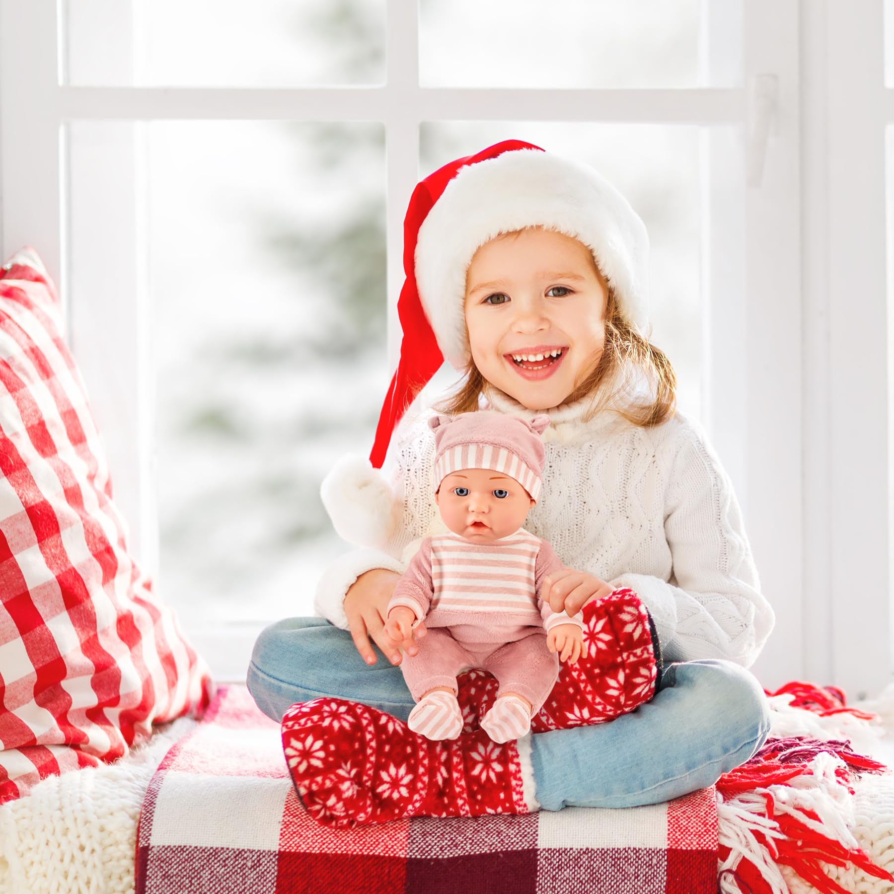 eDollable Set Giocattolo Bambola da 30cm in Scatola Regalo con Accessori Inclusi Copertina Morbida, Vestitini Rimovibili, Ciuccio e Biberon Bambini dai 3 Anni in Su