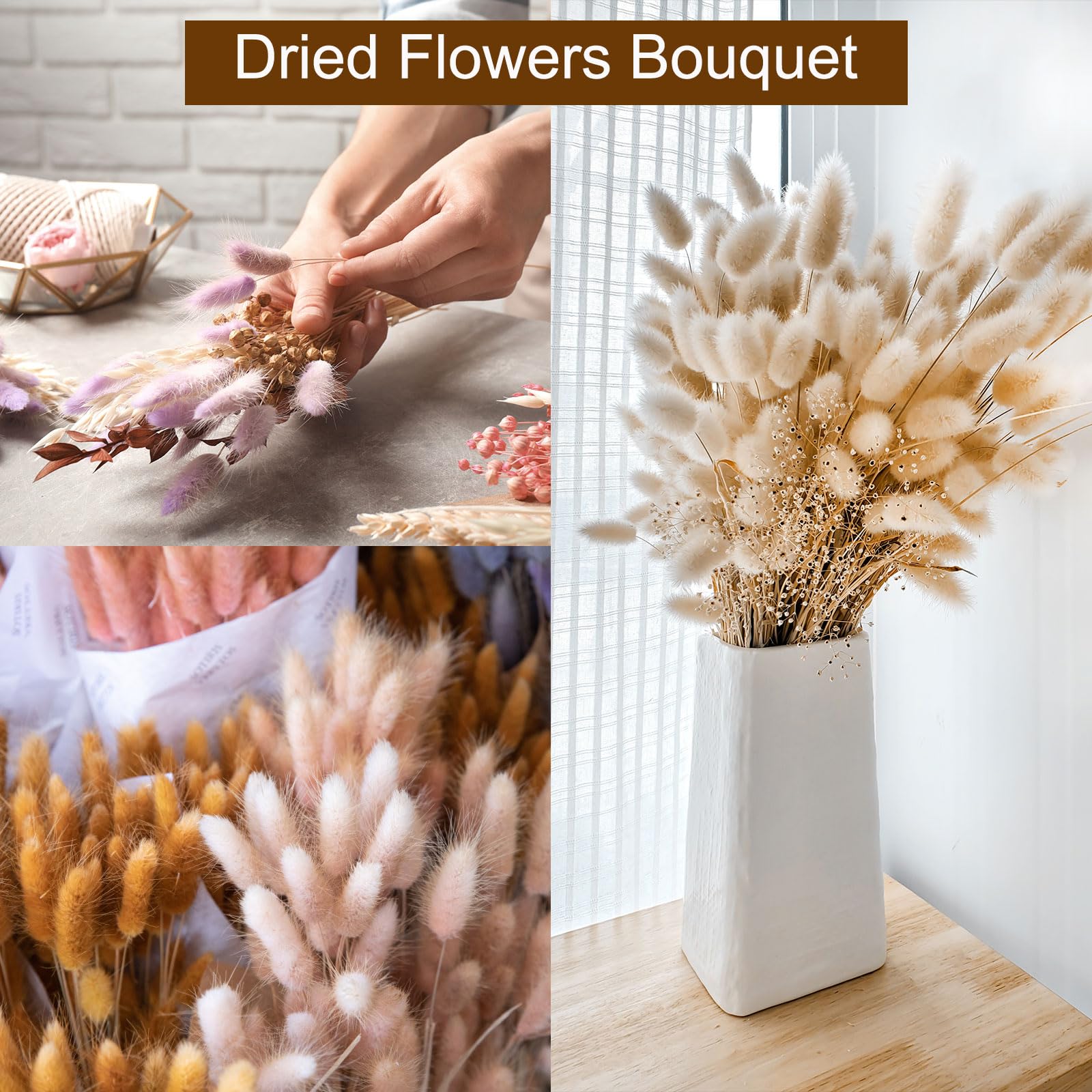 QUARKZMAN 60Pcs Queue de Lapin Naturelle Fleurs Séchées 60cm Vert Émeraude | Mini Herbe de Pampa Lagurus Ovatus, Bouquet pour Décoration Florale Mariage Noël