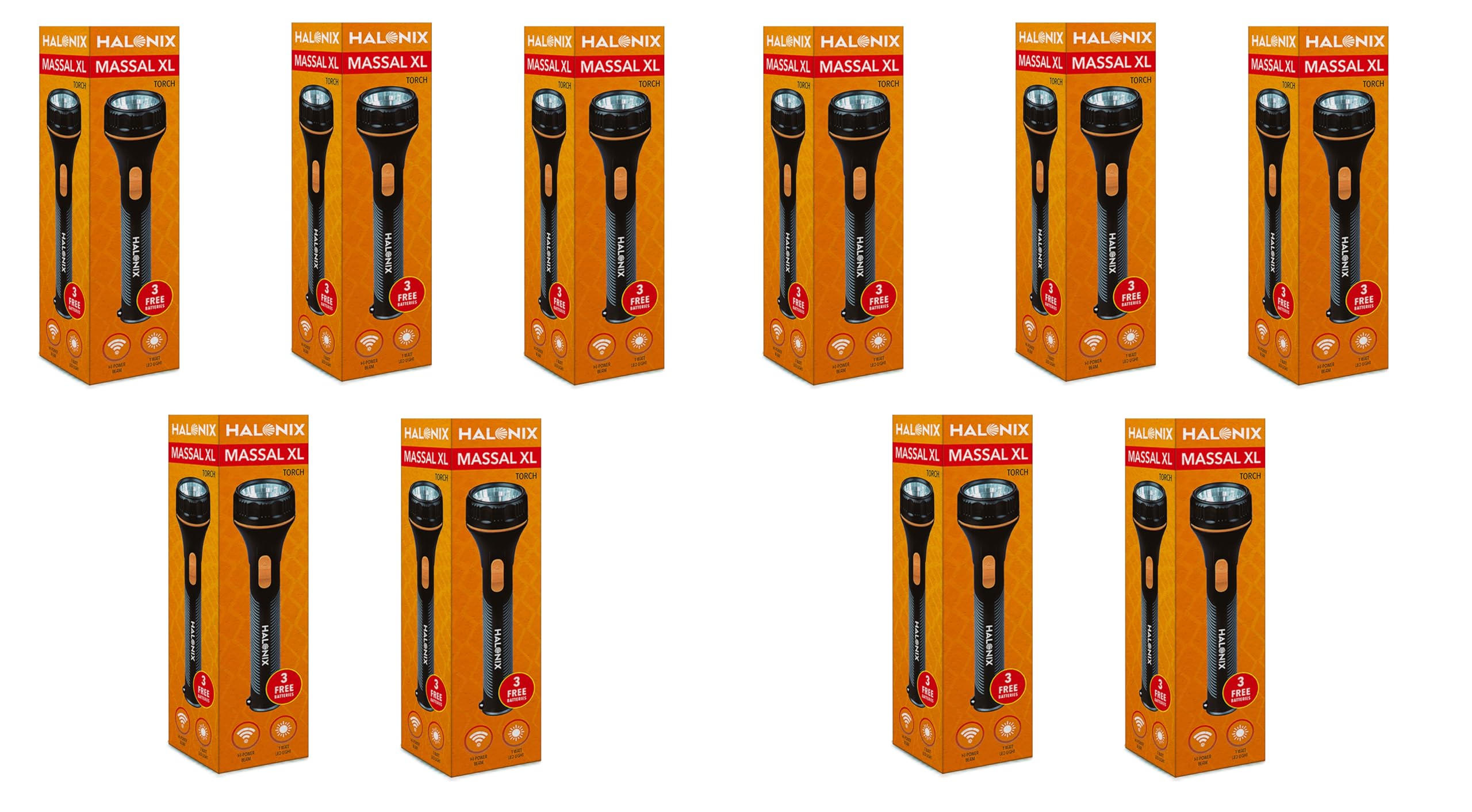 Halonix Massal XL 1W Led Torch Light | Super Bright White LED Flashlight | Bright Flashlights for Emergencies and Camping Gear | Flash Light with AA Batteries Included | Pack 10-image-46
