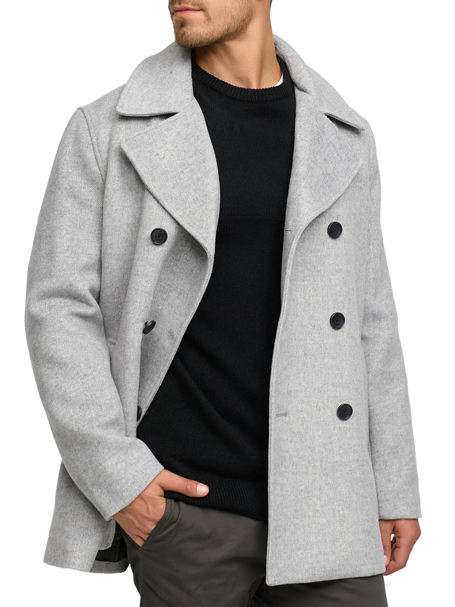 Indicode Herren INParade Winter-Herrenmantel aus Wollmix mit Reverskragen | Zeitloser Herrenmantel aus hochwertigem Wollmix mit Reverskragen, Wintermantel, Businessmantel, Übergangsmantel für Männer