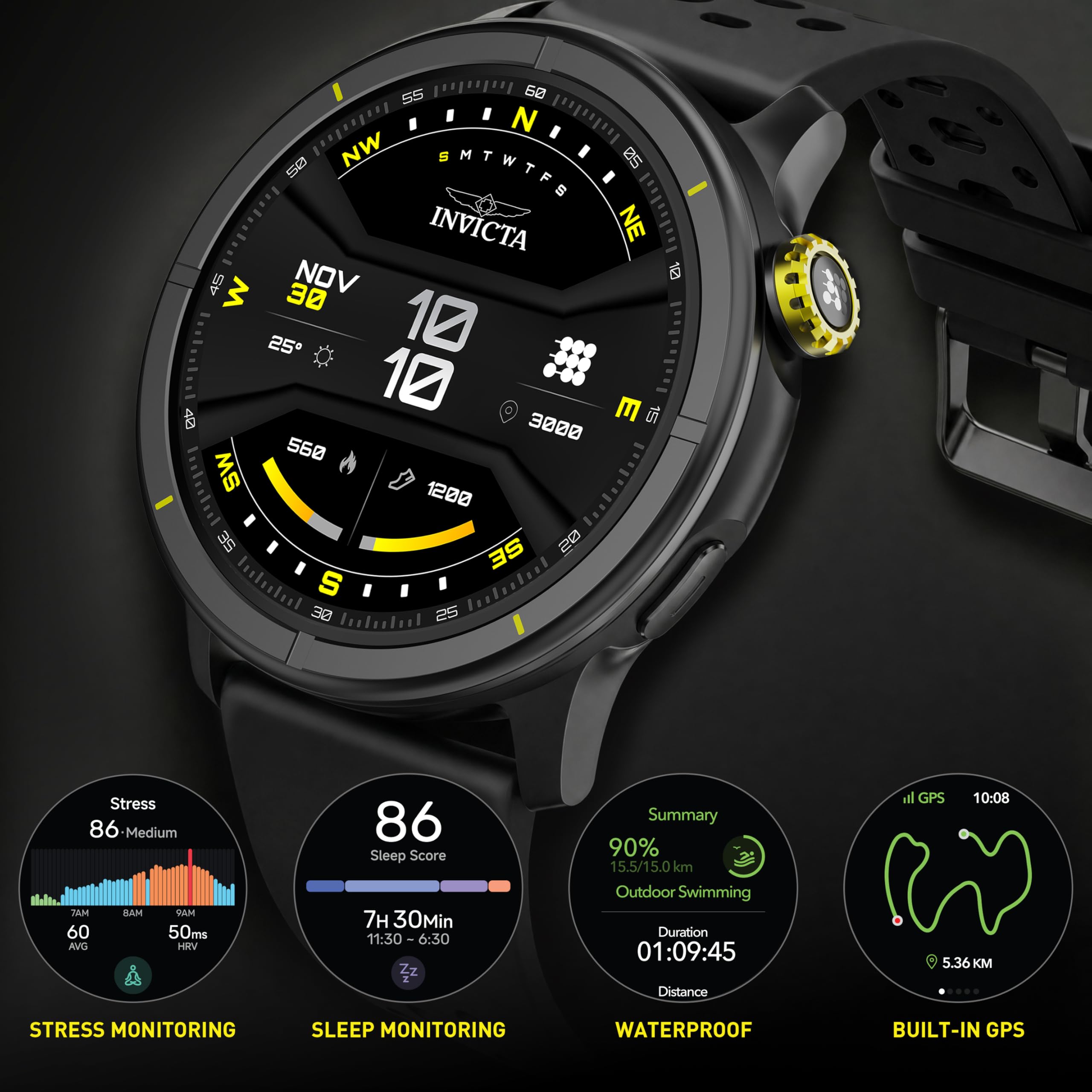 Invicta I-Tech 2 Pro Itech-005 Zegarek Męski, Smartwatch, 46 Mm