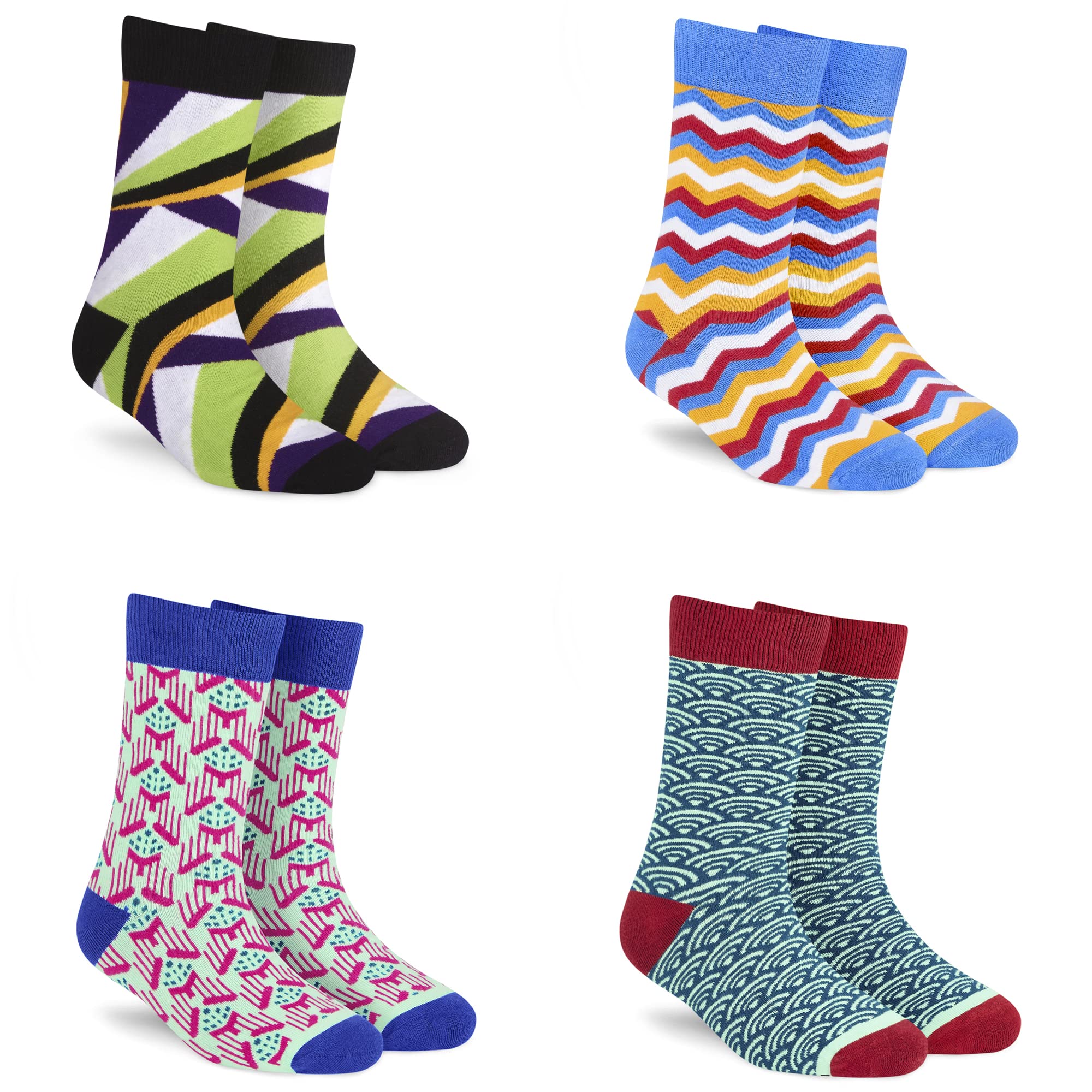 DYNAMOCKSMen's and Women's Combed Cotton Crew Length Socks (Pack of 4) (Multicolour, Free Size)