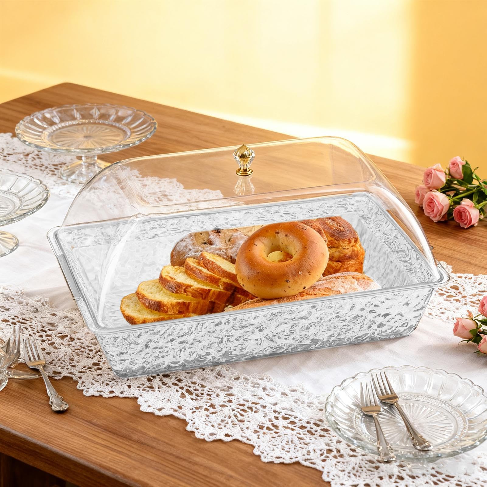Plateaux Repas de fête Support Fruits Et Biscuits Compartimenté Couvercle