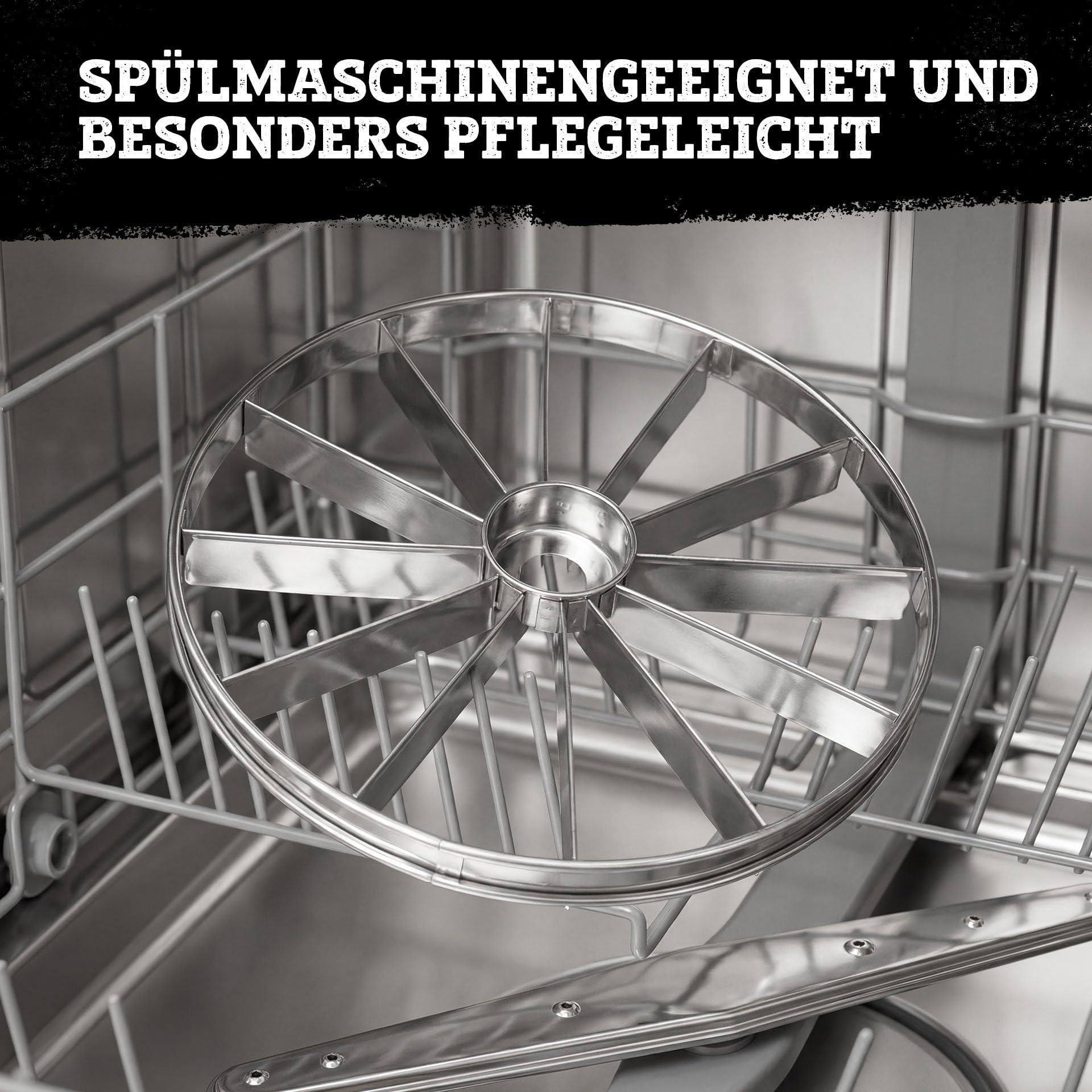 FMprofessional Tortenteiler aus Edelstahl – Tortenschneider für 12 gleichgroße Stücke, rostfreier Kuchenportionierer für Torten und Kuchen, spülmaschinengeeigneter Kuchenteiler