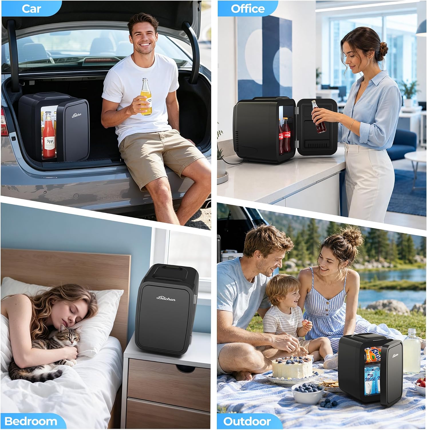 BEICHEN Mini Fridge 4 Liter Portable Compact Refrigerator