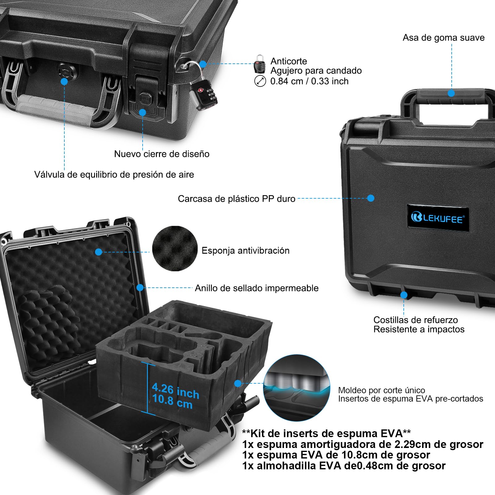 LEKUFEE Maletín Rígido Impermeable para dji Pack Neo 1 Motion Vuela Más,dji Goggles N3/3/2/Goggles Integra,RC N3/N2/2, RC Motion 3/2 y Accesorios (Solo Estuche)