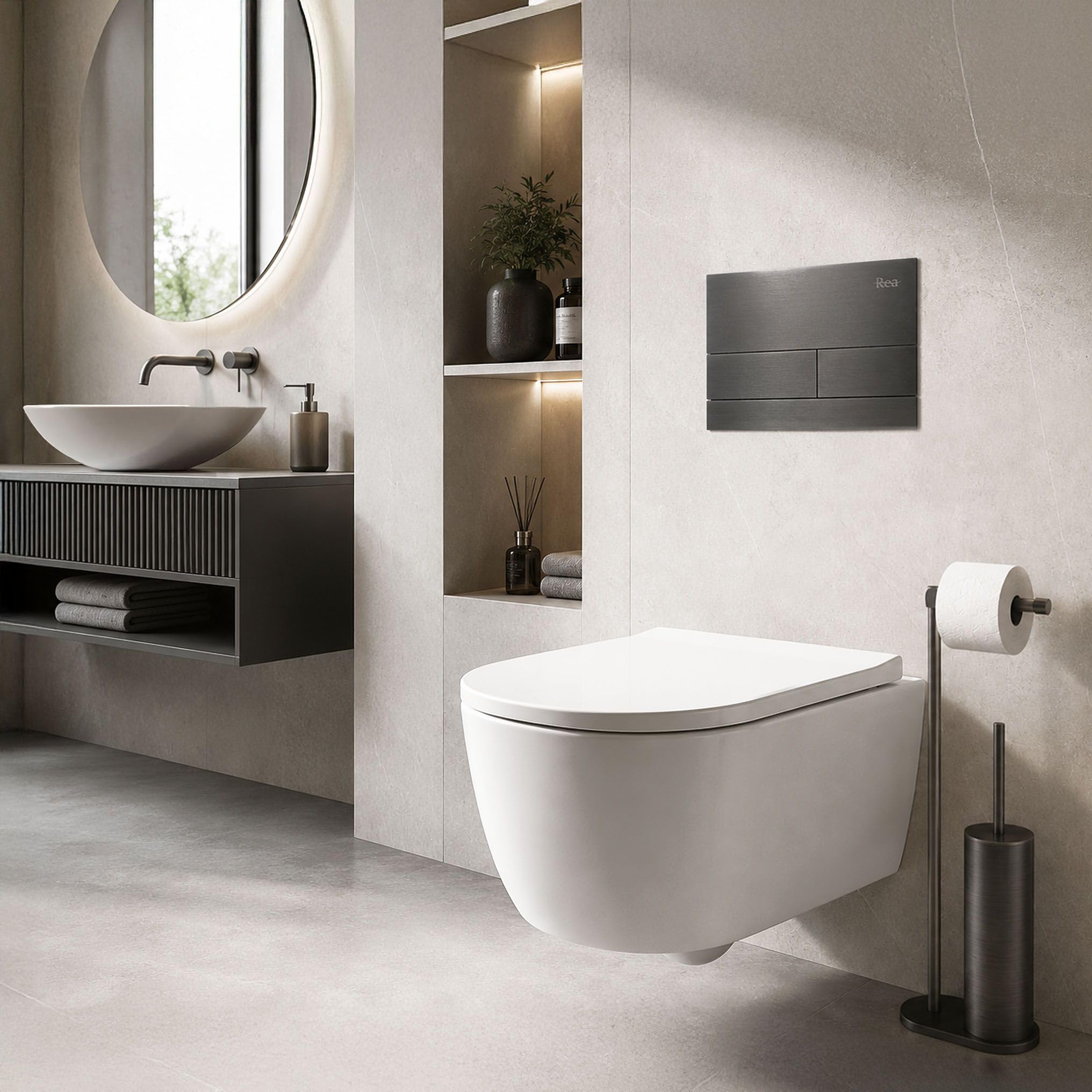 Rea - Przycisk Typu T Do Stelaża Podtynkowego Wc K011a-q I Slim 024n Tytan - 3,5x24x15,5 cm