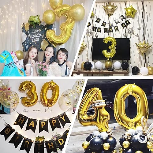 Miniatura 7 de Globos gigantes dorados de 40 pulgadas, película de aluminio, globo digital 0 para fiesta de cumpleaños, boda, despedida de soltera, compromiso,