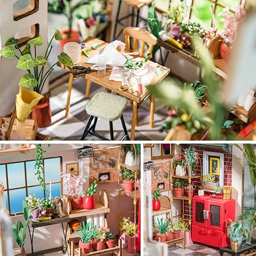 Miniatura 3 de Rolife Kit de casa de muñecas en miniatura DIY con muebles para niños y adultos, kits de madera de juguete (tienda de flores de Emily & # 82