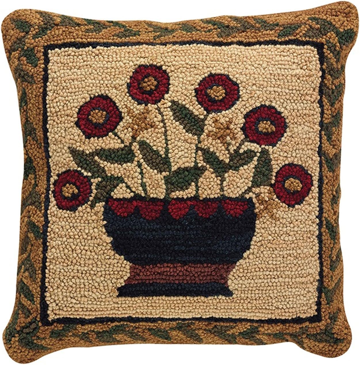 Park Designs Flower Basket 18" Hooked Pillow Cover