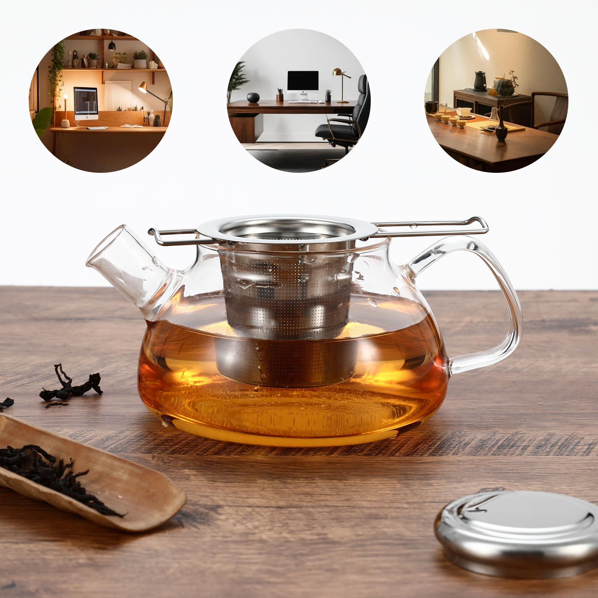 Infusor de Té Acero Inoxidable 304, Filtro para Té con Tapa y Mango Plegable, 2 Piezas Reutilizable