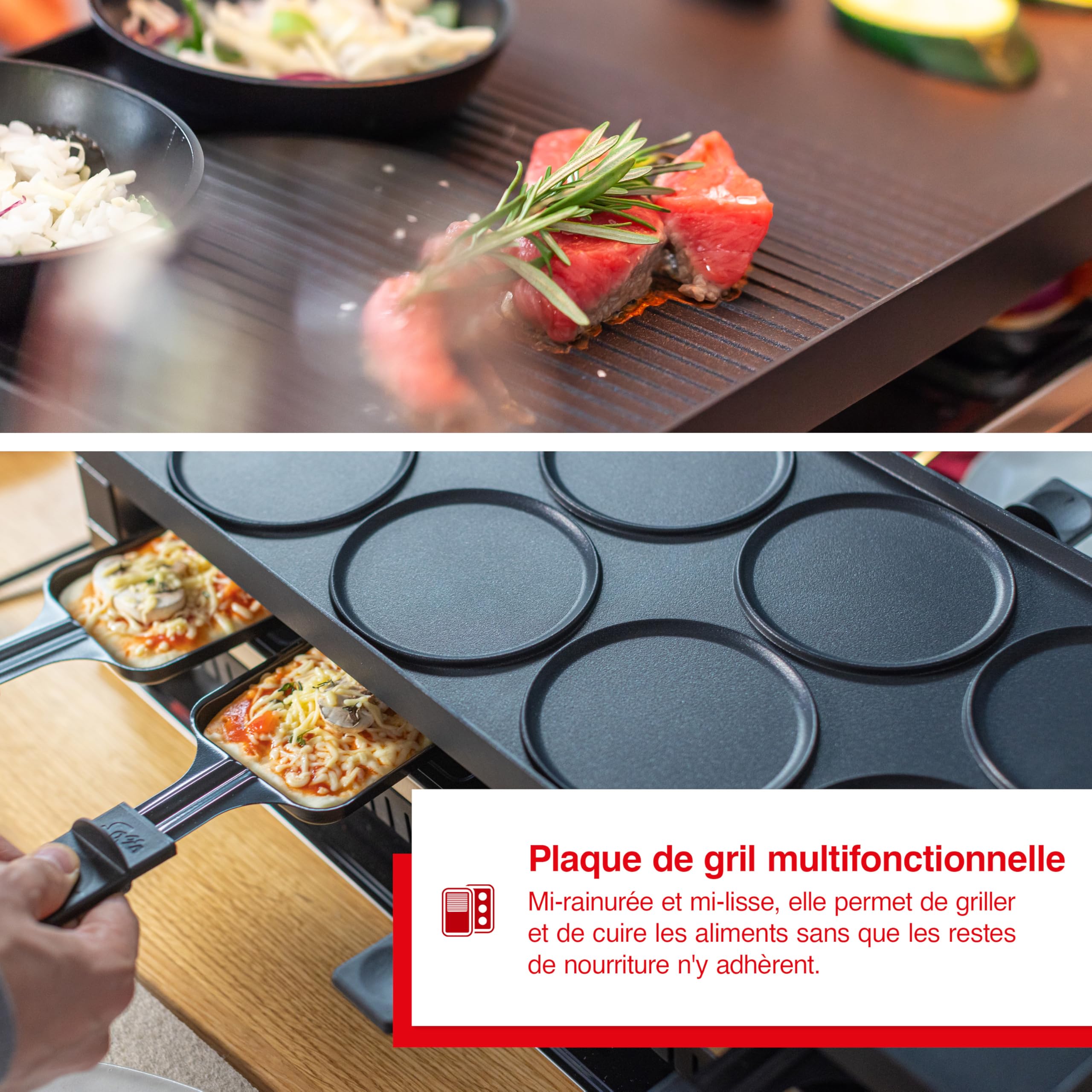 Solis Table Grill 791 5 en 1 Appareil à raclette pour 8 personnes – Raclette + grill de table + wok + grill à pizza + crêpes – Barbecue électrique – 1400 W – Acier inoxydable