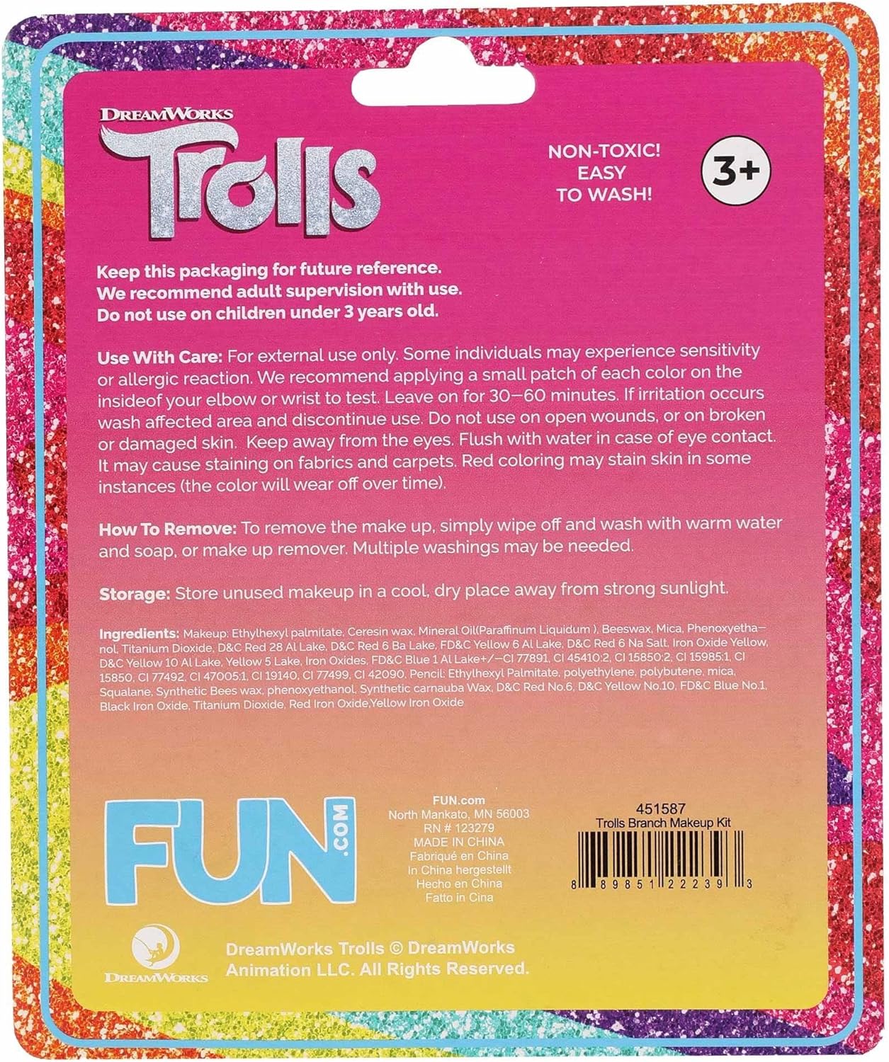 Trolls Branch Costume Makeup Accessory Kit for Kids, Boy's Blue Cosmetic Palette for Halloween Cosplay Party