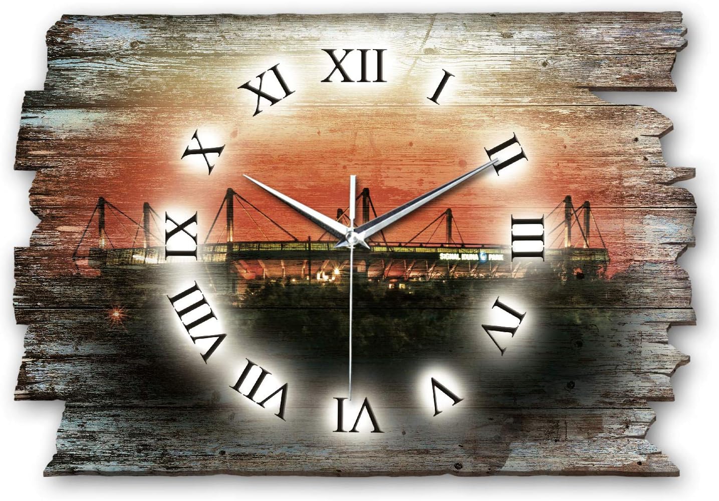 Kreative Feder Designer Wanduhr „Boot aus Holz 40x27cm im Shabby Style Design - Designeruhr mit flüsterleisem Uhrwerk ohne Ticken (Boot, leises Funkuhrwerk