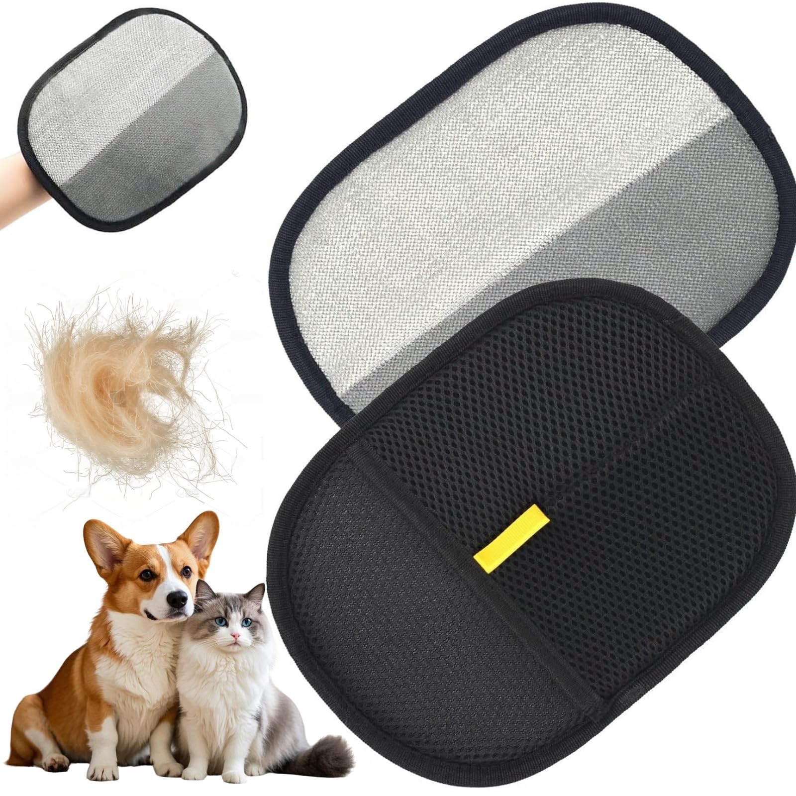 2pcs Pet Hair Removal Glove,Double Sided Pet Grooming Gloves,Bathing Static Removal Gloves Pet Hair,Pet Hair Removal Glove,Cat Dog Hair Remover,Pet Hair Glove,Reusable Cat Hair Remover for Washing