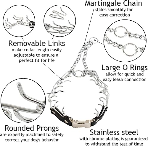 Miniatura 4 de Herm Sprenger Collar de punta para entrenamiento de perros con hebilla de fácil liberación rápida, collar de perro hecho en Alemania con puntas de