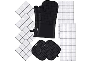 Oven Mitts and Kitchen Towel Sets with Pot Holders for Enhanced Kitchen Safety and Hygiene