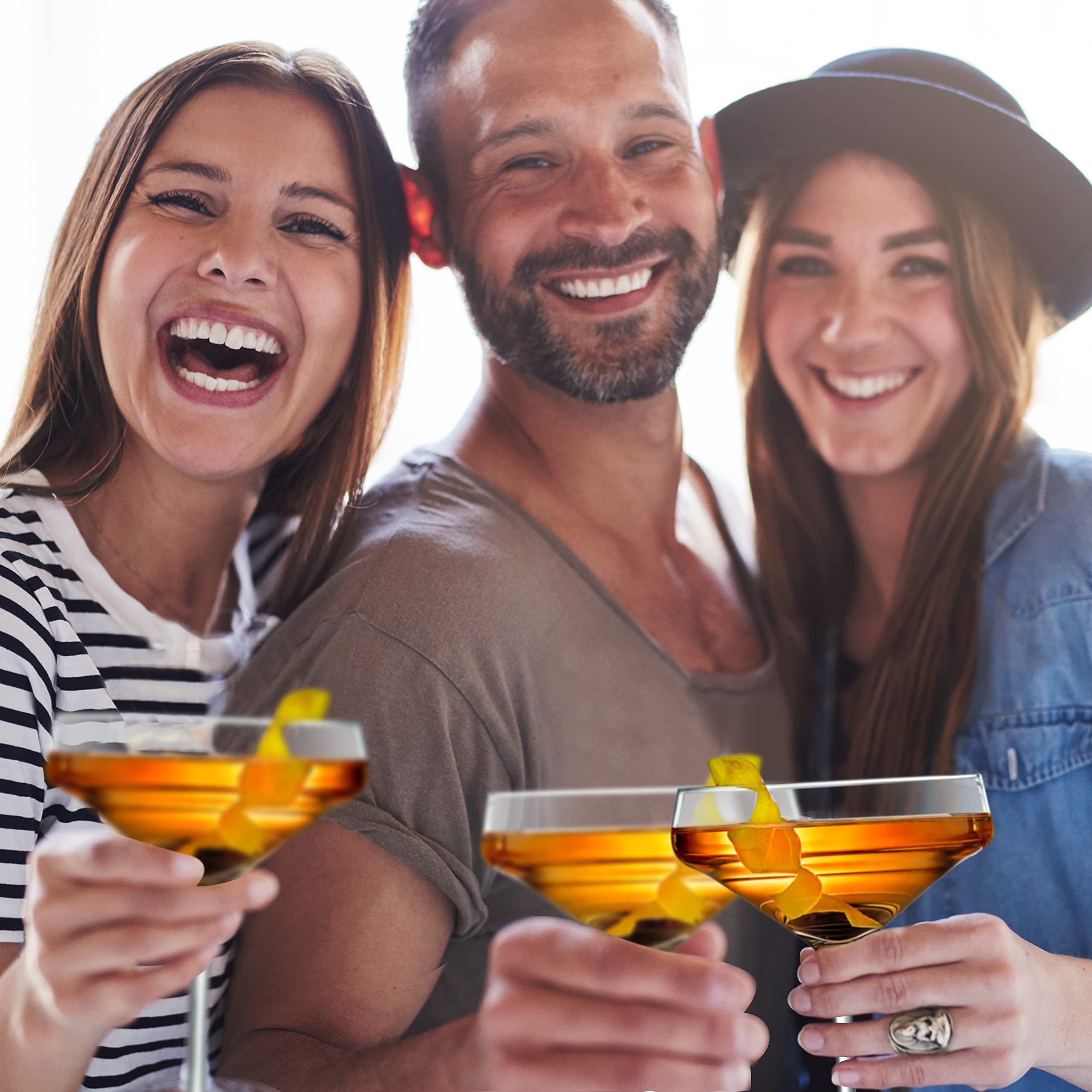 2 juegos de copas de vino de Martini de cristal, ultra transparentes, elegantes y transparentes, 100% sopladas a mano, aptas para lavavajillas, ideales para cenas, fiestas, bodas y ocasiones elegantes
