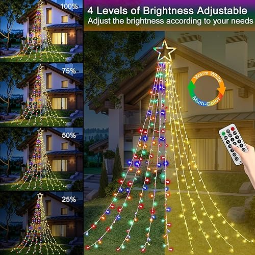 Miniatura 4 de FUNIAO Guirnalda de luces de Navidad con 320 luces LED para decoración de Navidad, con 11 modos, control remoto para árbol, pared, patio, boda,