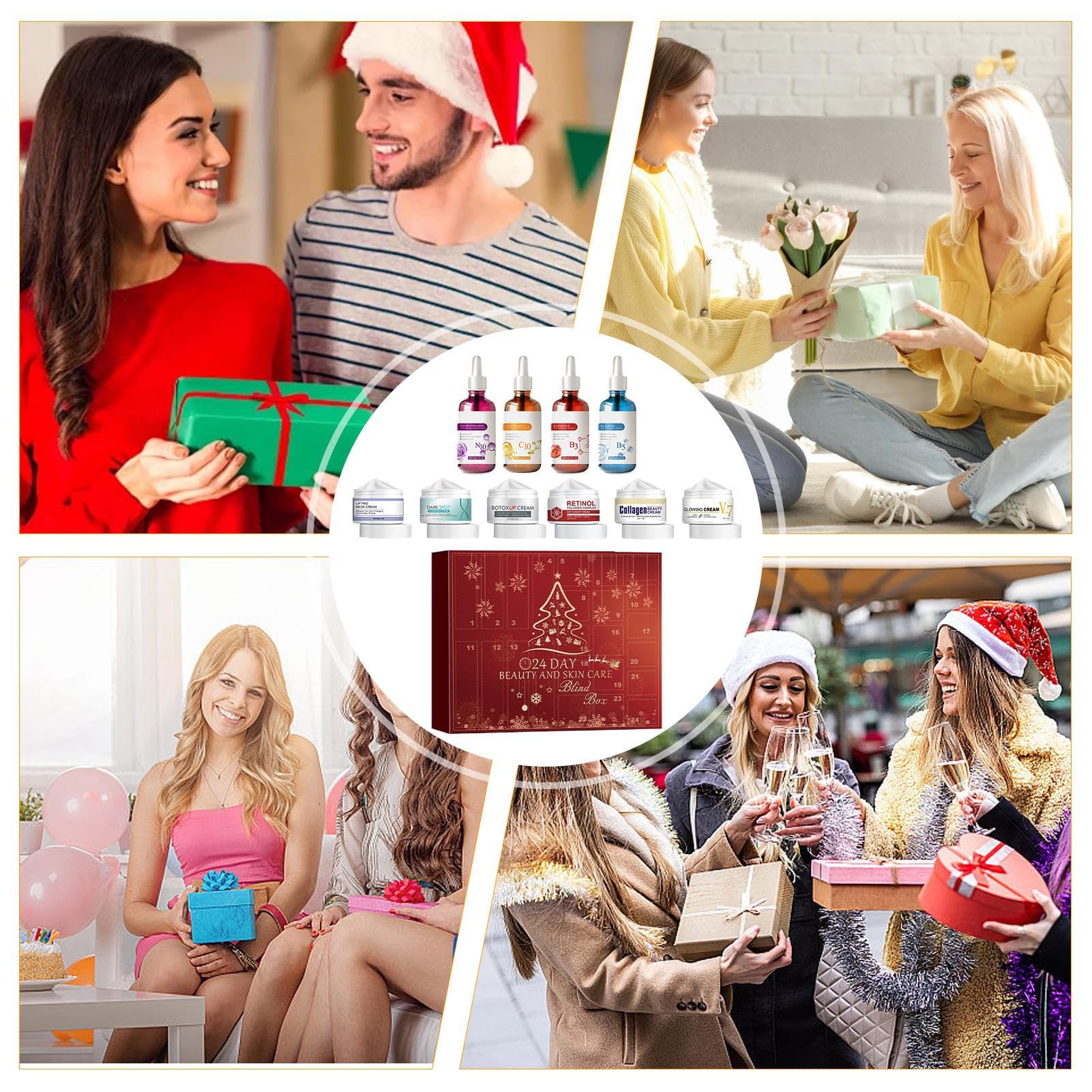 Christmas Beauty Adventskalender, Weihnachten 24 Tage Beauty Countdown | Kalender - Weihnachten Make-up Kit Hautpflege Box Weihnachten Countdown Kalender für Frauen