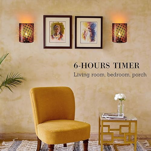 Miniatura 5 de JHY DESIGN Juego de 2 lámparas alimentadas por pilas de 8 pulgadas de alto, lámpara de pared vintage de metal con bombilla LED estilo Edison y