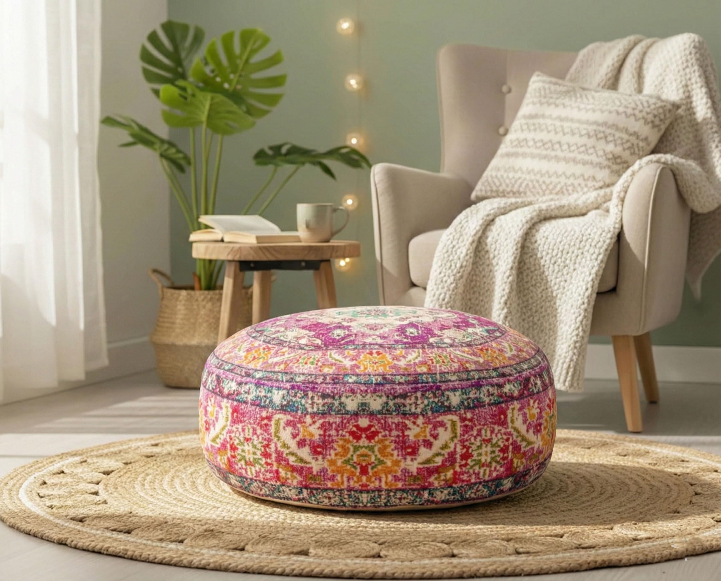 Mandala Life ART Fodera per cuscino da pavimento rotondo bohémien - 60x20 cm - 100% cotone - Custodia pouf per pouf per soggiorno, camera da letto, patio e altro