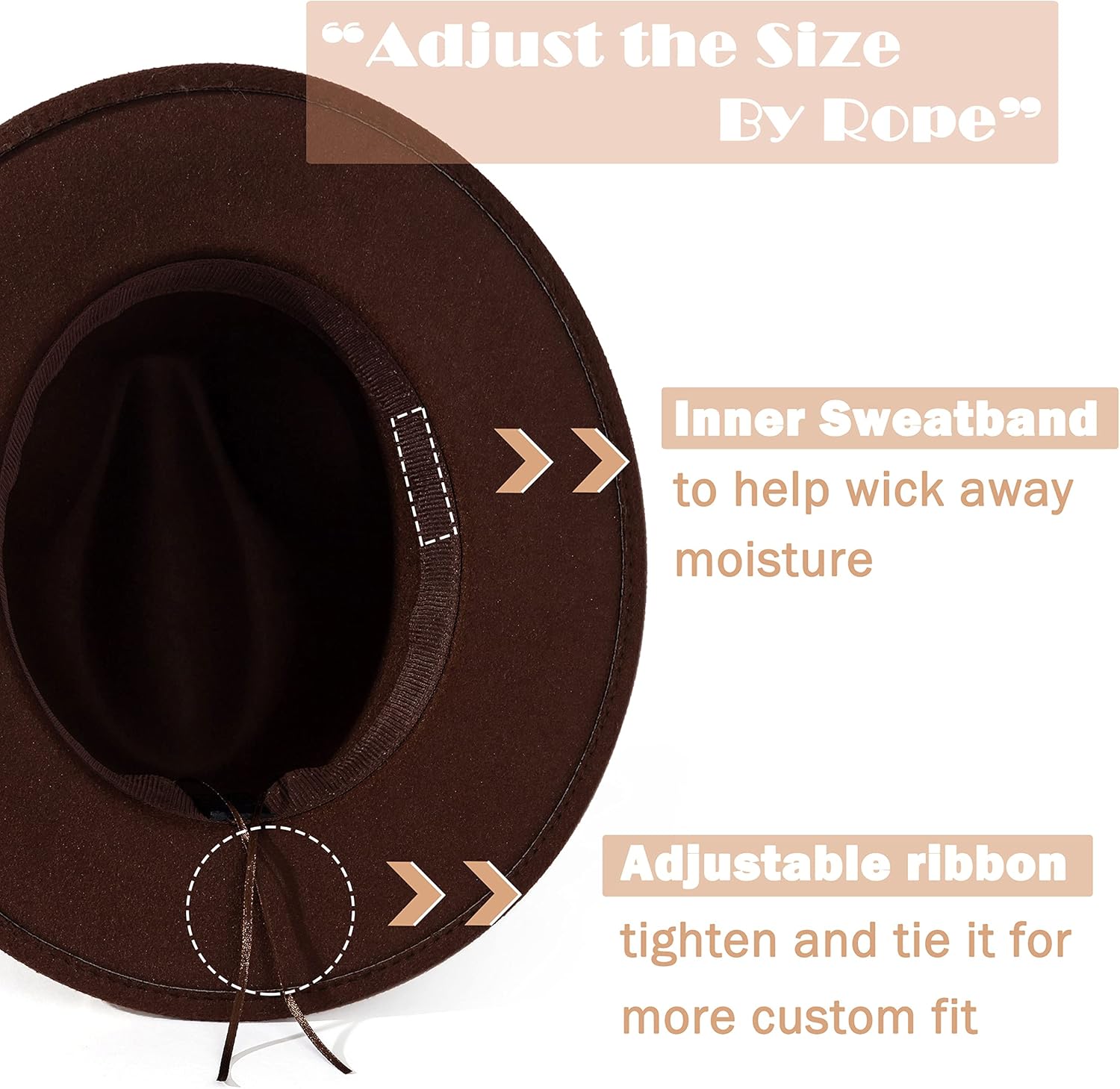 Lisianthus Men & Women Vintage Wide Brim Fedora Hat with Belt Buckle - Image 5