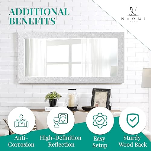 Miniatura 5 de Naomi Home Espejo de longitud completa estilo mosaico, espejo decorativo grande de longitud completa para pared y piso, marco de mosaico