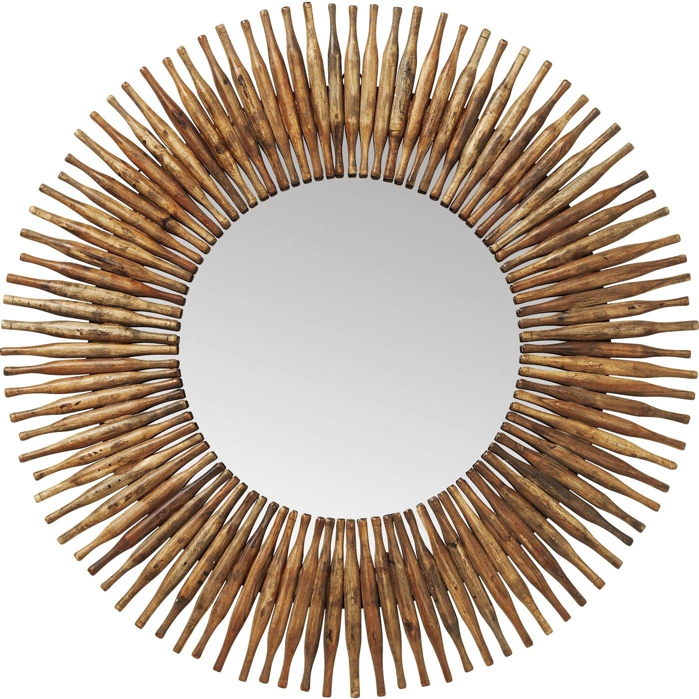Kare Design Mirror Sunlight, Brown, Glass Mirrored, Solid wood lacquered, Diameter 120 cm, Hanging Mirror, Room Decor, Home Decor, Wall Decor for Living Room, Bed Room, Hallway
