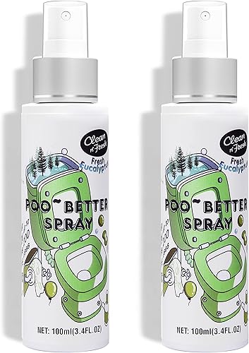Clean-n-Fresh Spray para inodoro, aroma de eucalipto en espray de poo, aceite esencial 100% natural para plantas, ambientadores en aerosol, 400 usos