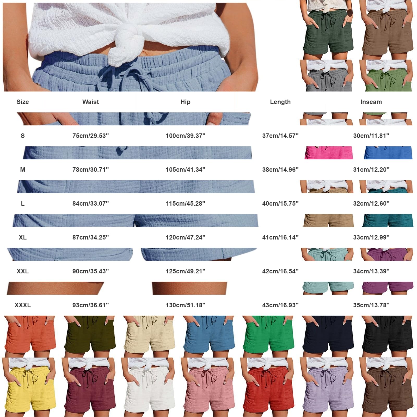 Generico Pantalon tendance décontracté taille haute jambe droite sport décontracté ample short pantalon polaire