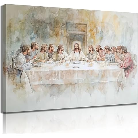 The Last Supper Wall Art Jesus Christian Painting Picture Wall Decor Jesus and Twelve Apostles Poster Print Artwork for Dining room Prayer Room Church Home Decortion