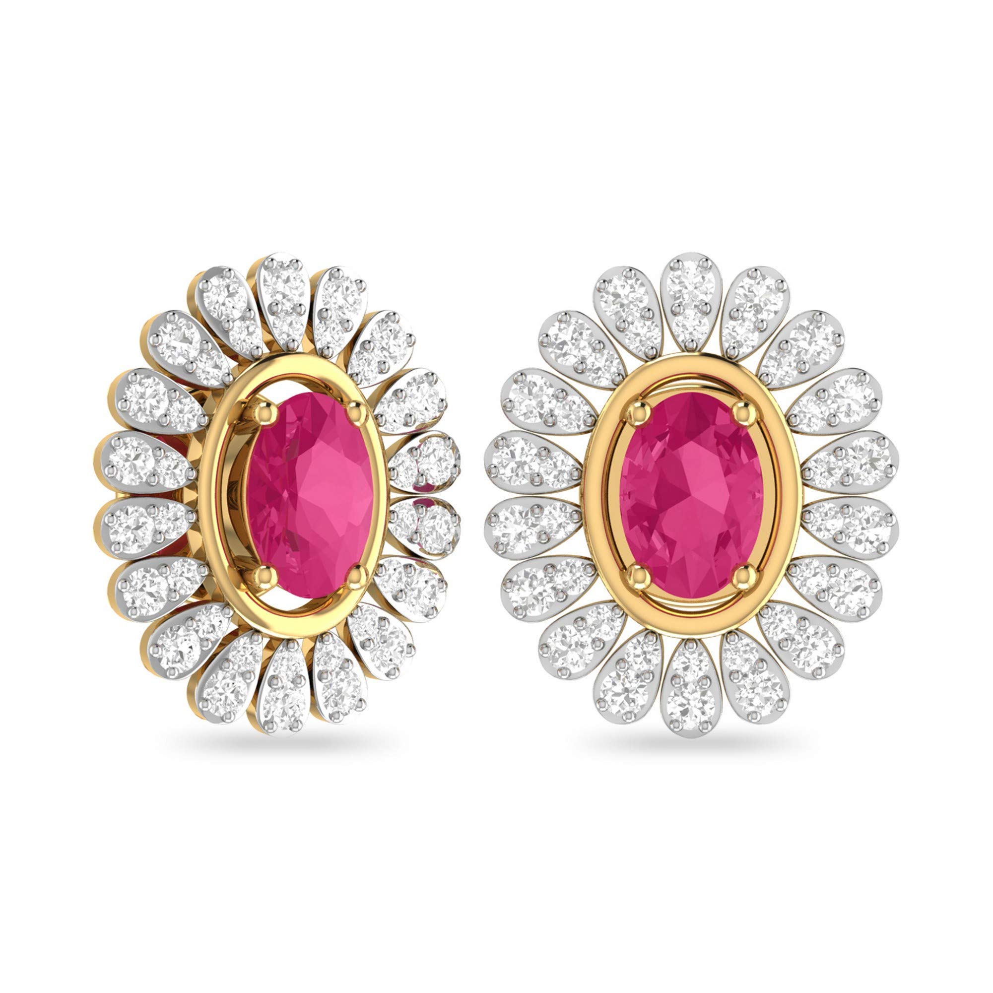 pc jeweller Yellow Gold and Solitaire Stud Earrings for Women-picture-4