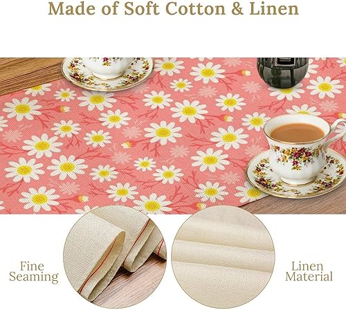 Miniatura 239 de Camino de mesa ondulado de los años 70, retro, hippie abstracto, vintage, verde, rosa, con estampado de ondas para el hogar, cocina, comedor, patio,