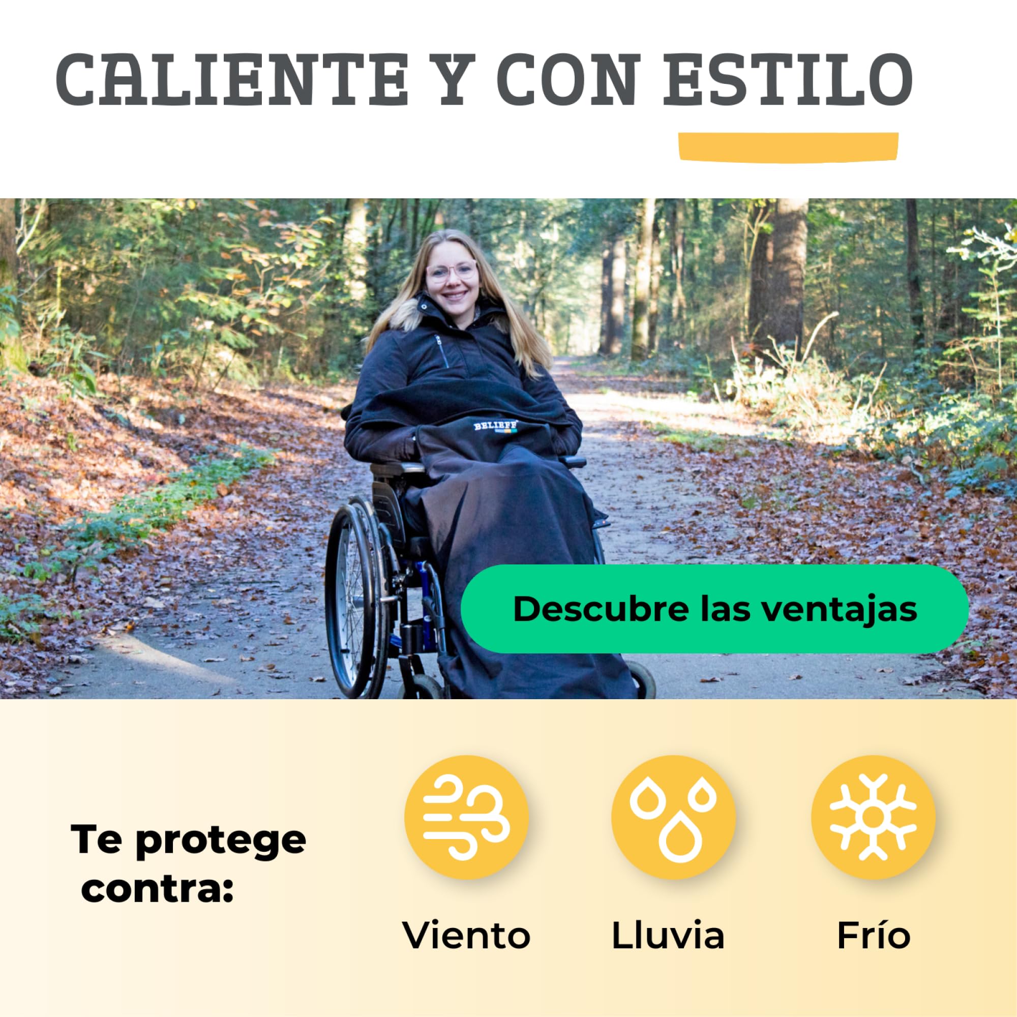 Manta Silla Ruedas - Manta para Silla de Ruedas - Saco Impermeable Silla de Ruedas - Fondo Abierto - Negro - Medium