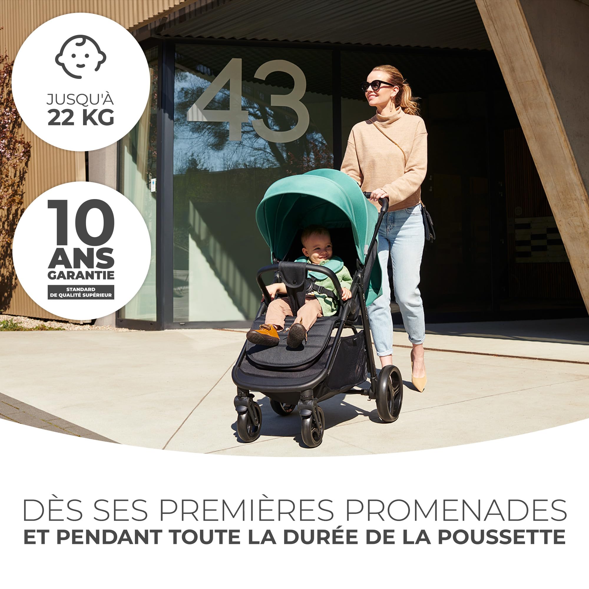 Kinderkraft RINE Poussette Canne, Poussette Compacte, Poussette Bébé, Légère, Roues en mousse durable, Imperméable avec Filtre UPF 50+, Rosa