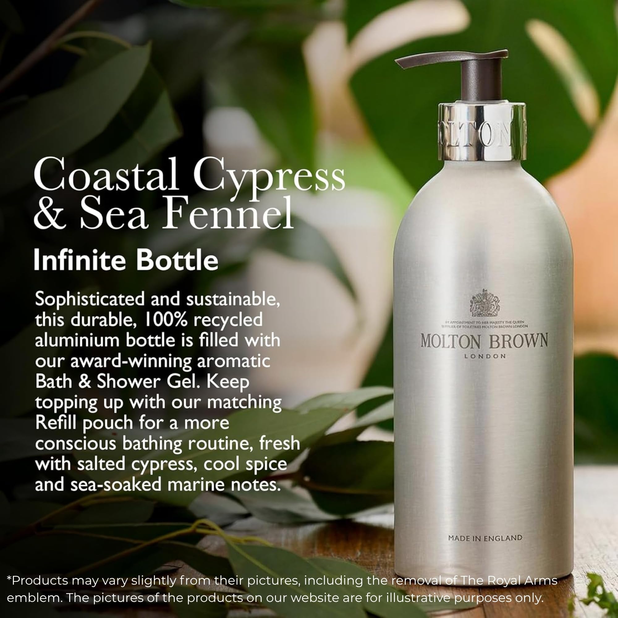 Molton Brown Coastal Cypress und Sea Fennel Bade- und Duschgel | Unendliche Flasche, 400 ml