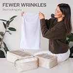 Aerotrunk Cubes d'emballage de compression pour les voyages - Bagages Organisateur Sacs - Cubes d'emballage pour valises à glissière double (2-Pack, Béige)