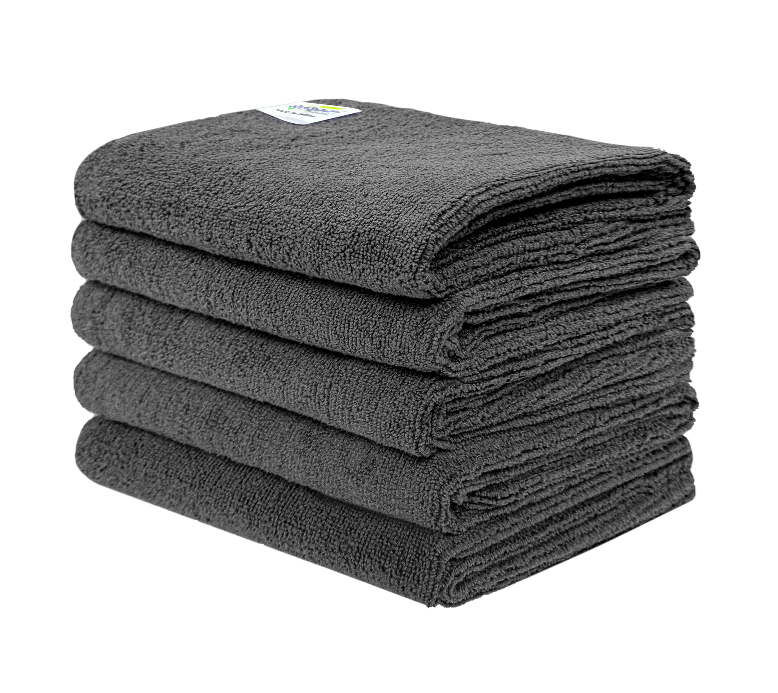 SOFTSPUN Microfiber Hair & Face Care Bath Towel 5 pc 40x60cm 340 GSM Grey Ultra Absorbent Super Soft & Comfortable, Quick Drying for Men & Women Daily Use (Pack of 1, Extra Large Size, Unisex)